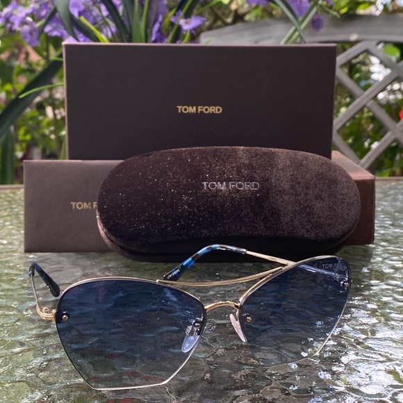 Tom Ford Accessories - Tom Ford Blue & Gold Aviator Sunglasses